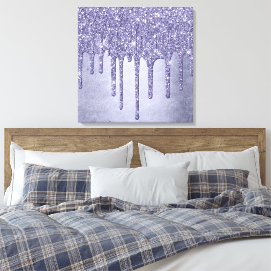 Druppelen Paarse Glitter | Chique Lavendel Icing P Canvas Afdruk (Insitu (Slaapkamer))