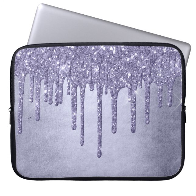 Druppelen Paarse Glitter | Chique Lavendel Icing P Laptop Sleeve (Voorkant)