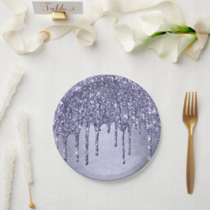 Druppelen Paarse Glitter Chique Lavendel Icing P Papieren Bordje