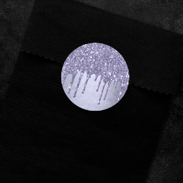 Druppelen Paarse Glitter | Chique Lavendel Icing P Ronde Sticker