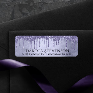 Druppelen Paarse Glitter   Lavendel ijsadres Etiket