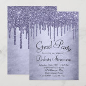 Druppelen Paarse Glitter | Lavendel Pour Afstudere Kaart (Voorkant / Achterkant)