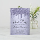 Druppelen Paarse Glitter | Lavendel Pour Afstudere Kaart (Staand voorkant)