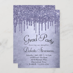Druppelen Paarse Glitter   Lavendel Pour Afstudere Kaart