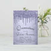 Druppelen Paarse Glitter | Lavendel Quinceanera Kaart (Staand voorkant)