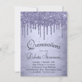 Druppelen Paarse Glitter | Lavendel Quinceanera Kaart (Voorkant)