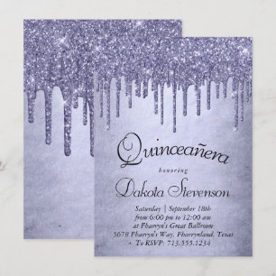 Druppelen Paarse Glitter   Lavendel Quinceanera Kaart