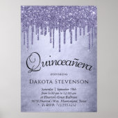 Druppelen Paarse Glitter | Lavendel Quinceanera Poster (Voorkant)