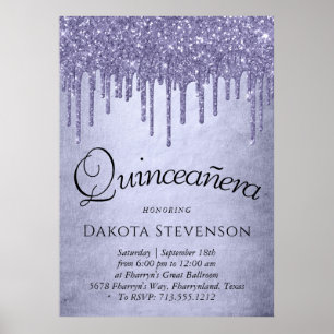 Druppelen Paarse Glitter   Lavendel Quinceanera Poster