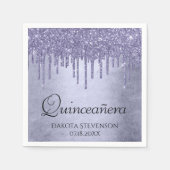 Druppelen Paarse Glitter | Lavendel Quinceanera Servet (Voorkant)