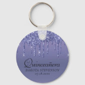 Druppelen Paarse Glitter | Lavendel Quinceanera Sleutelhanger (Achterkant)