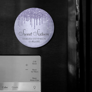 Druppelen Paarse Glitter   Lavendel Sweet Sixteen Magneet