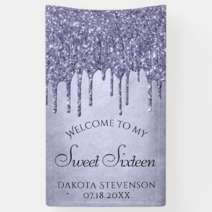 Druppelen Paarse Glitter   Lavendel Sweet Sixteen Spandoek