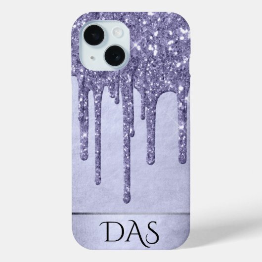 Druppelen Paarse Glitter | Lavendelijsmonogram Case-Mate iPhone Case (Achterkant)