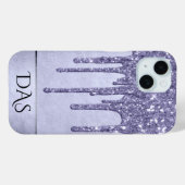Druppelen Paarse Glitter | Lavendelijsmonogram Case-Mate iPhone Case (Achterkant (horizontaal))
