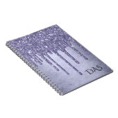 Druppelen Paarse Glitter | Lavendelijsmonogram Notitieboek (Rechterzijde)