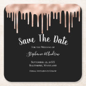 Druppelen Roos Goud Trendy Bruiloft Save The Date Kartonnen Onderzetters (Voorkant)