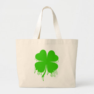 Druppelen vier blad klaver grote tote bag