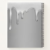 Druppelen vloeibaar metallisch chroom monogram notitieboek (Achterkant)