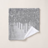 Druppelen Zilverachtige Glitter | Platina Faux Met Bad Handdoek (Wasdoekje)