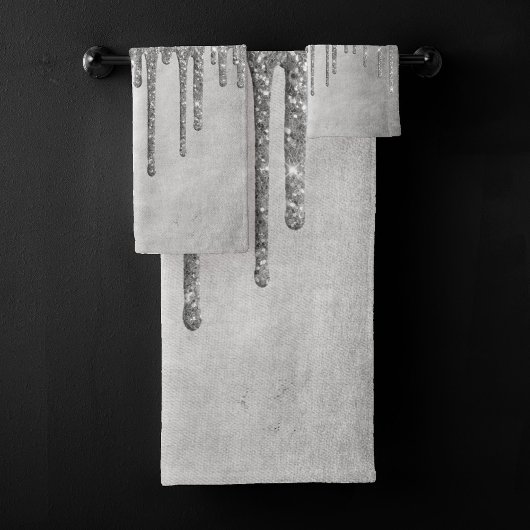 Druppelen Zilverachtige Glitter | Platina Faux Met Bad Handdoek