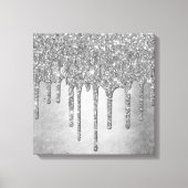 Druppelen Zilverachtige Glitter | Platina Faux Met Canvas Afdruk (Voorkant)