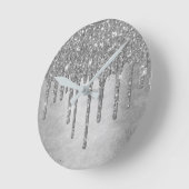 Druppelen Zilverachtige Glitter | Platina Faux Met Ronde Klok (Hoek)