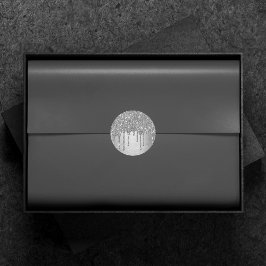 Druppelen Zilverachtige Glitter | Platina Faux Met Ronde Sticker