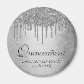 Druppelen Zilverachtige Glitter | Platina Quincean Magneet (Voorkant)