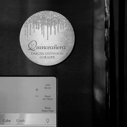 Druppelen Zilverachtige Glitter | Platina Quincean Magneet