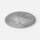 Druppelen Zilverachtige Glitter | Platinum Sparkle Papieren Bordje (Gekanteld)