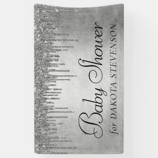 Druppelen Zilverachtige Glitter | Platinum Sparkle Spandoek (Verticaal)