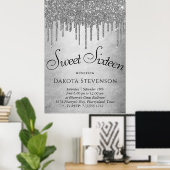 Druppelen Zilverachtige Glitter | Platinum Sweet S Poster (Thuiskantoor)