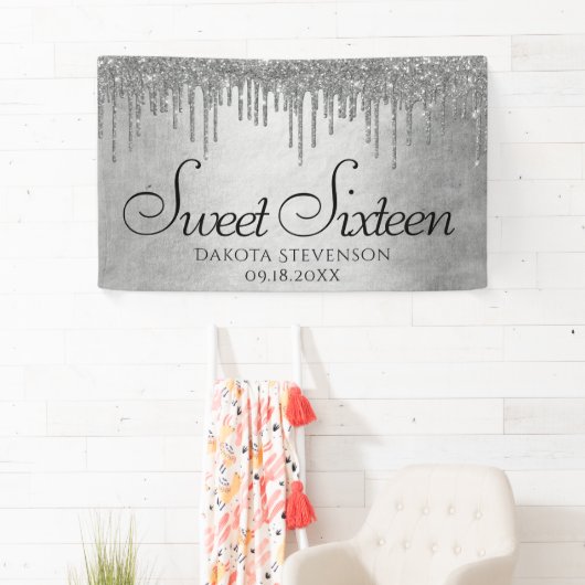 Druppelen Zilverachtige Glitter | Platinum Sweet S Spandoek (Insitu)