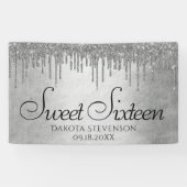 Druppelen Zilverachtige Glitter | Platinum Sweet S Spandoek (Horizontaal)
