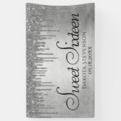 Druppelen Zilverachtige Glitter | Platinum Sweet S Spandoek (Verticaal)