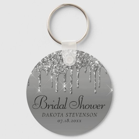 Druppelen Zilveren Glitter | Sparkle Diamond Showe Sleutelhanger (Voorkant)
