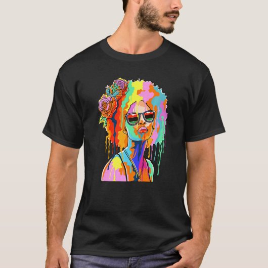 Druppelend Afro Geïnspireerd Druppelend Schilderme T-shirt (Voorkant)