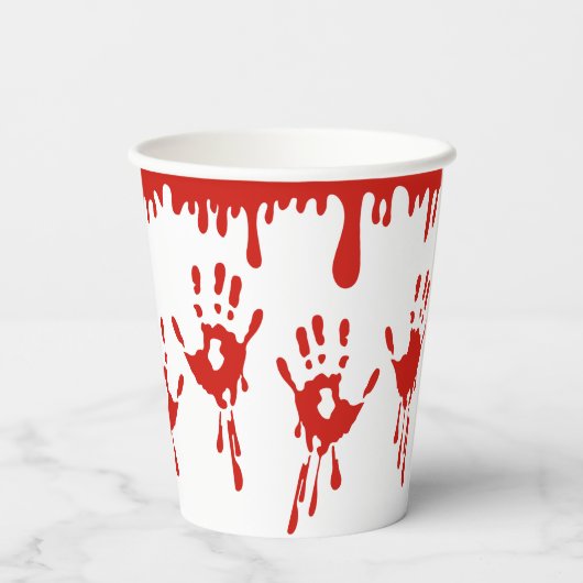 Druppelend bloed en handafdrukken Halloween Papieren Bekers (Achterkant)