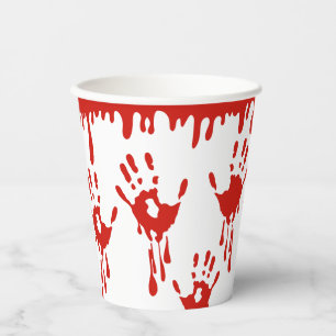 Druppelend bloed en handafdrukken Halloween Papieren Bekers