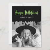Druppelend Bloed Limoengroen Halloween Fotokaart (Voorkant)