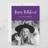 Druppelend Bloed Paarse Halloween Fotokaart (Voorkant)