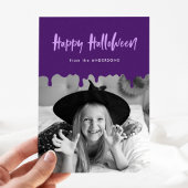 Druppelend Bloed Paarse Halloween Fotokaart