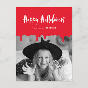 Druppelend Bloed Rode Halloween Foto Feestdagenkaart