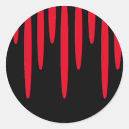 Druppelend bloed ronde Stickers (zwart en rood)
