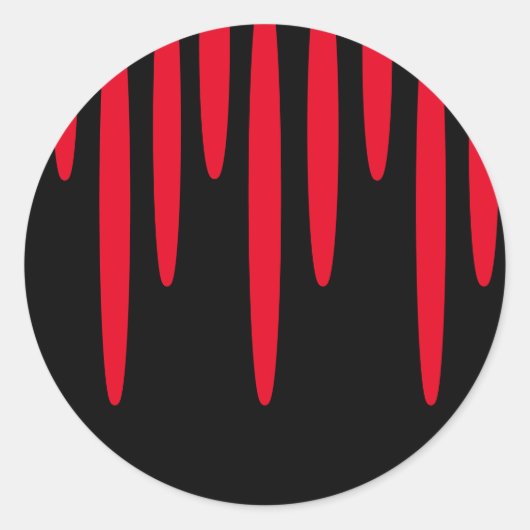 Druppelend bloed ronde Stickers (zwart en rood) (Voorkant)
