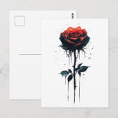 Druppelend Bloed Roos: Gotische Bloemenkunst Briefkaart (Voorkant / Achterkant)