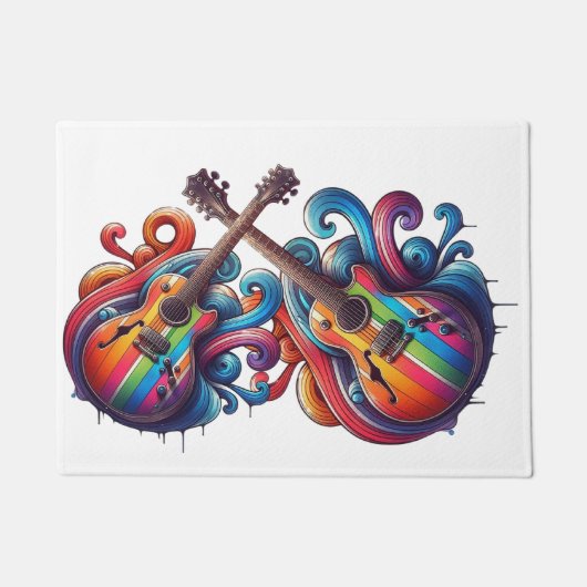 Druppelend Geluid Houten Wand Kunst Deurmat (Voorkant)