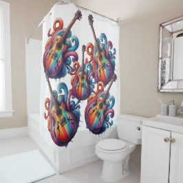 Druppelend Geluid Houten Wand Kunst Douchegordijn