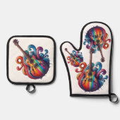 Druppelend Geluid Houten Wandkunst Ovenwant & Pannenlap Set (Voorkant)